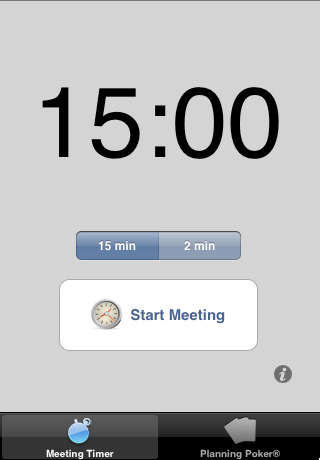 Screenshot of the timer of the ScrumTools for Iphone